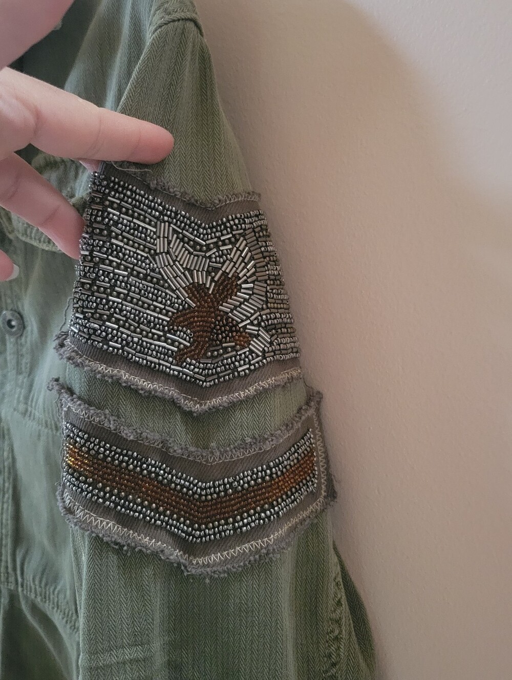 Free People Green Embellished Military Jacket - Picture 4 of 5